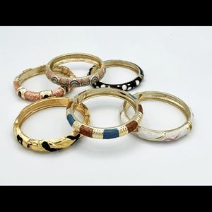 6 pieces of hinge enameled bangles